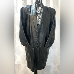VTG Laurice Genuine Leather Peacoat Trench Jacket Unisex Men’s Women’s Black M
